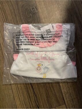 Newborn White and Pink Stork Bodysuit - Soft Cotton Infant One-Piece